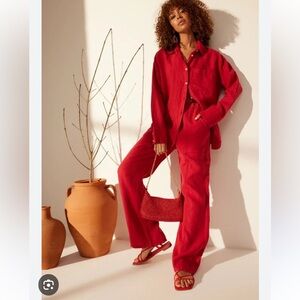 Italy 💯 Red Linen Trouser Pantsl l17